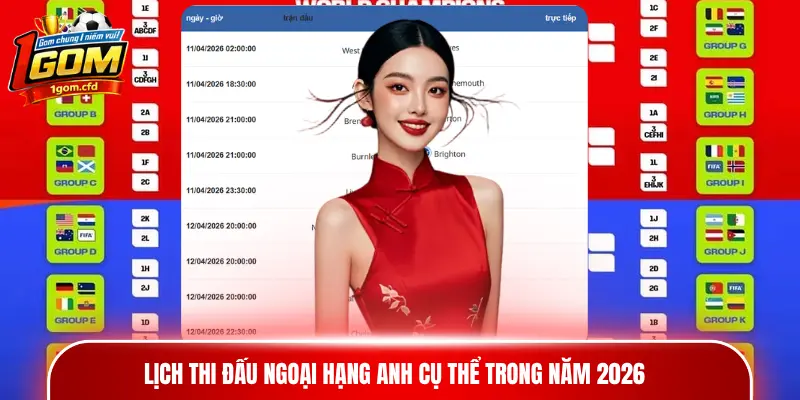 Lịch thi đấu Ngoại hạng Anh cụ thể trong năm 2026