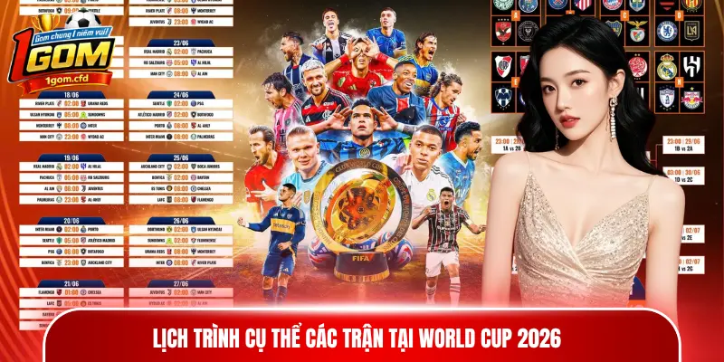 Lịch trình cụ thể các trận tại World Cup 2026